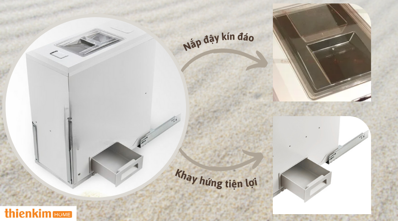 Nắp đậy kín đáo, khay hứng tiện lợi Thùng gạo âm tủ Hafele 549.32.753